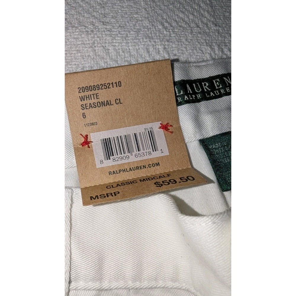 NWT Lauren Ralph Lauren Jeans Co. White Mid-Calf Cropped Jeans Size 6 Classic - Picture 3 of 7
